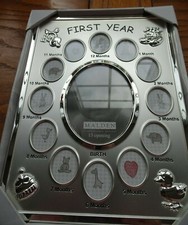 Malden Baby's First Year Silver Collage Picture Frame 13 Oval Photo's - NEW