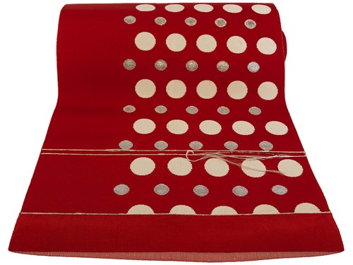 Vintage Japanese Reversible Red & White / White & Red Polka-Dot Obi: Oct19P - Picture 2 of 5