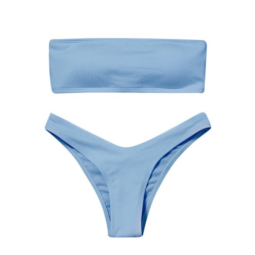 Womens Sexy Bikini High Waisted Tummy Control Soild Two Piece Swimsuit Swimwear - Picture 14 of 57