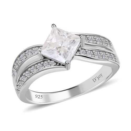 GORGEOUS in PERSON!! 1.65ctw Moissanite Bypass Ring Rhodium Plated Size 6 - Picture 2 of 14