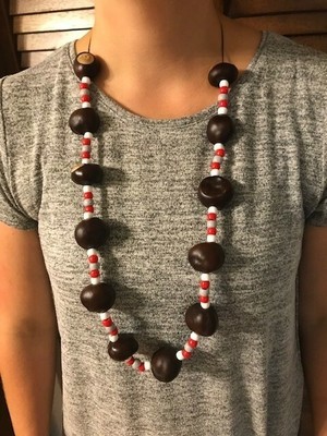 Ohio State Buckeyes Multi Charm Love Football Red Silver Necklace Jewelry OSU