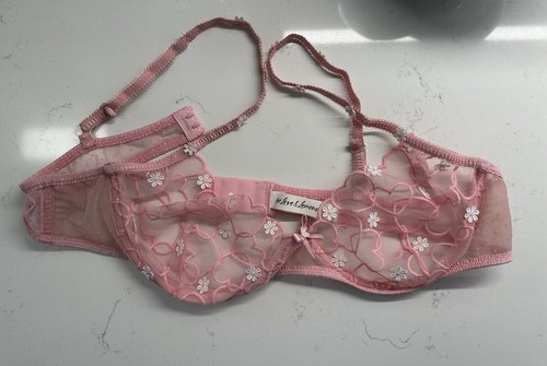 For Love & Lemons XL Love Letter Hearts Daisy Sheer Unlined Bra Pink New - WOT - Bild 4 von 9
