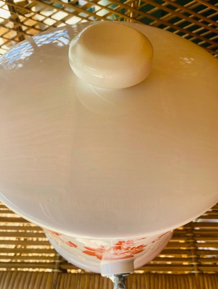 MSE Martha Stewart - Dispensador de bebidas de cerámica con tapa naranja y blanco floral Foto 3 de 4