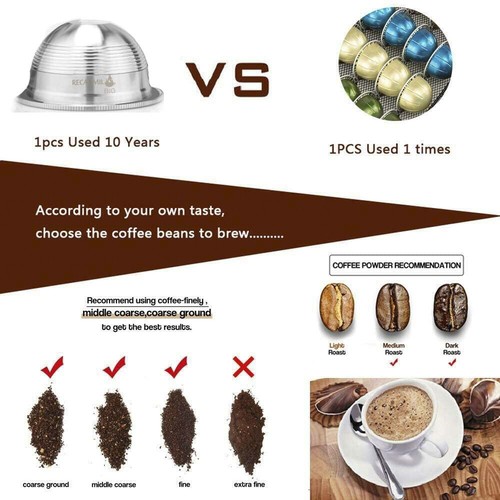 70ml Stainless Steel Reusable Coffee Pod Capsule For Nespresso Vertuoline ENV - Picture 3 of 7