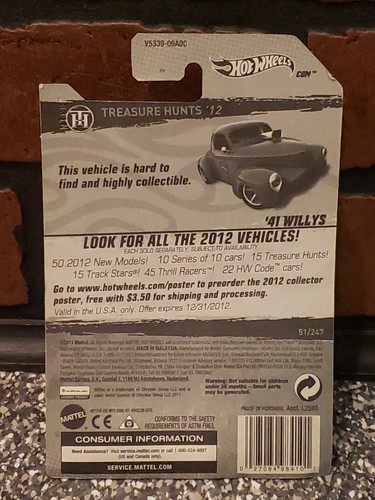 2012 Hot Wheels Treasure Hunts '41 Willys Orange Limited Edition #1 Of 15 1/64 - Picture 6 of 6