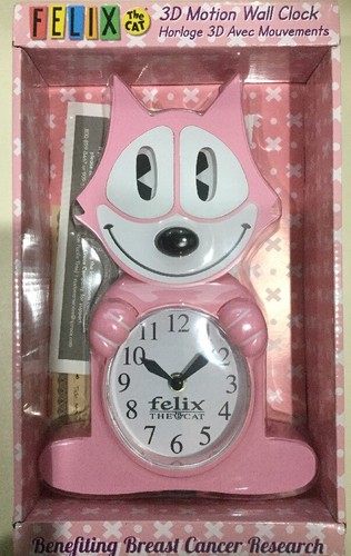 OROLOGIO DA PARETE FELIX THE CAT MOVIMENTO 3D ROSA CERTIFICATO DI AUTENTICITÀ - Foto 7 di 7