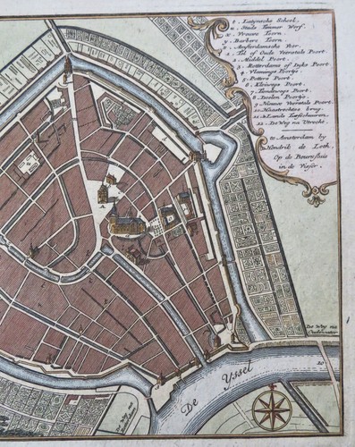 Gouda Holland Niederlande Gärten um 1740 de Leth Stadtplan Karte Wappen - Bild 3 von 4