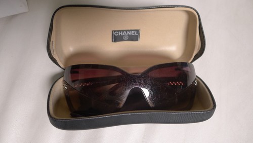 CHANEL SUNGLASSES W-CASE RECTANGLE HINGED ARMS AMBER LENS CC LOGO VINTAGE - Picture 14 of 15