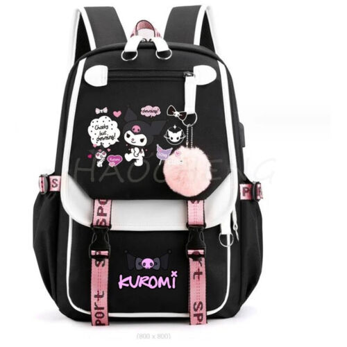 Backpack Kuromi Melody School Backpack USB Charge School Bag Teenager Backpack - Picture 53 of 56