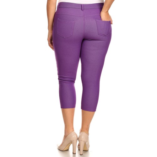Women's 5 Pocket Capri Jeggings Stretchy Pants Jeans Leggings Plus Size Included - Picture 95 of 154