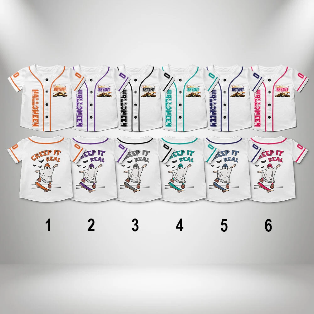 Customized Creep It Real Halloween Baseball Jersey, Ghost Skateboarding Jersey