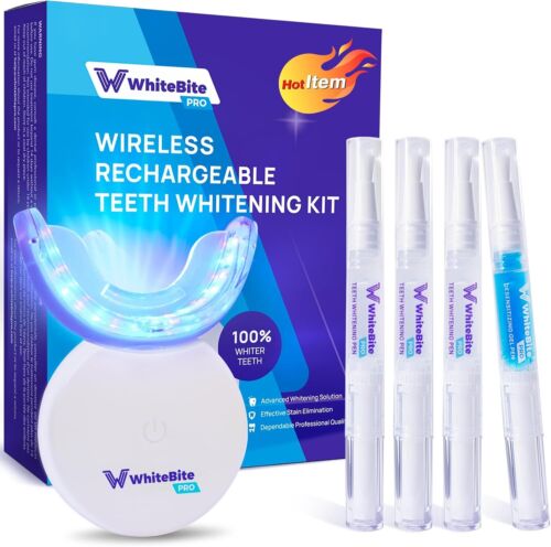Teeth Whitening Kit: 32X LED Lights, 3 Pens & Remineralizing Pen, Enamel Safe