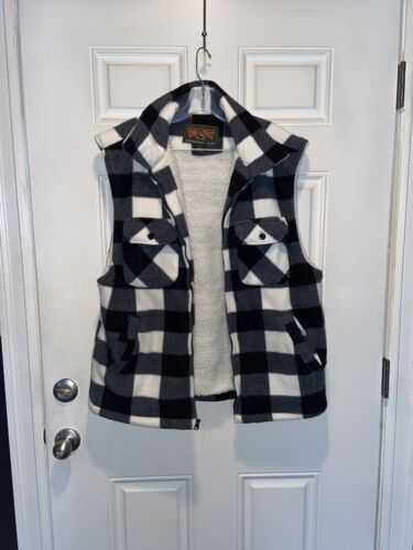 Men's Vest Trail Crest black Plaid Zip Up Outdoor Sleeveless vest Size M - Picture 2 of 5