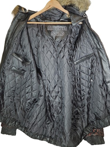 Brooklyn Bound USA Money Dollar Motif Embroidered Black Leather Jacket Men's 4XL - Picture 4 of 13