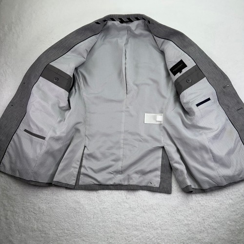 Banana Republic Blazer 40S Short Gray Linen Modern Slim Fit Ticket Pocket *STAIN - Picture 10 of 18