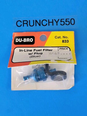 DU-BRO In-Line Fuel Filter Blue DUB833 with Plug 833 Vintage RC Part