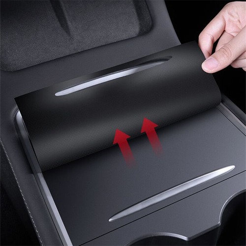 Matte Suede Cloth Car Central Cup Holder Lid Cover For Tesla Model Y 20 21 22 - Foto 9 di 12