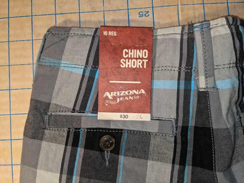 *Arizona Jean Co. Chino Shorts Gray & Blue Plaid Boys 10 NWT Closet28* - Picture 4 of 4