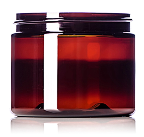 Lot of 22 - 6 oz Amber Plastic Jars with Black Domed Lined Lids - Picture 2 of 7