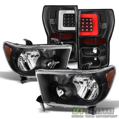 For Black 2007-2013 Toyota Tundra Headlights+LED Tail Lights Brake Lamps 07-13