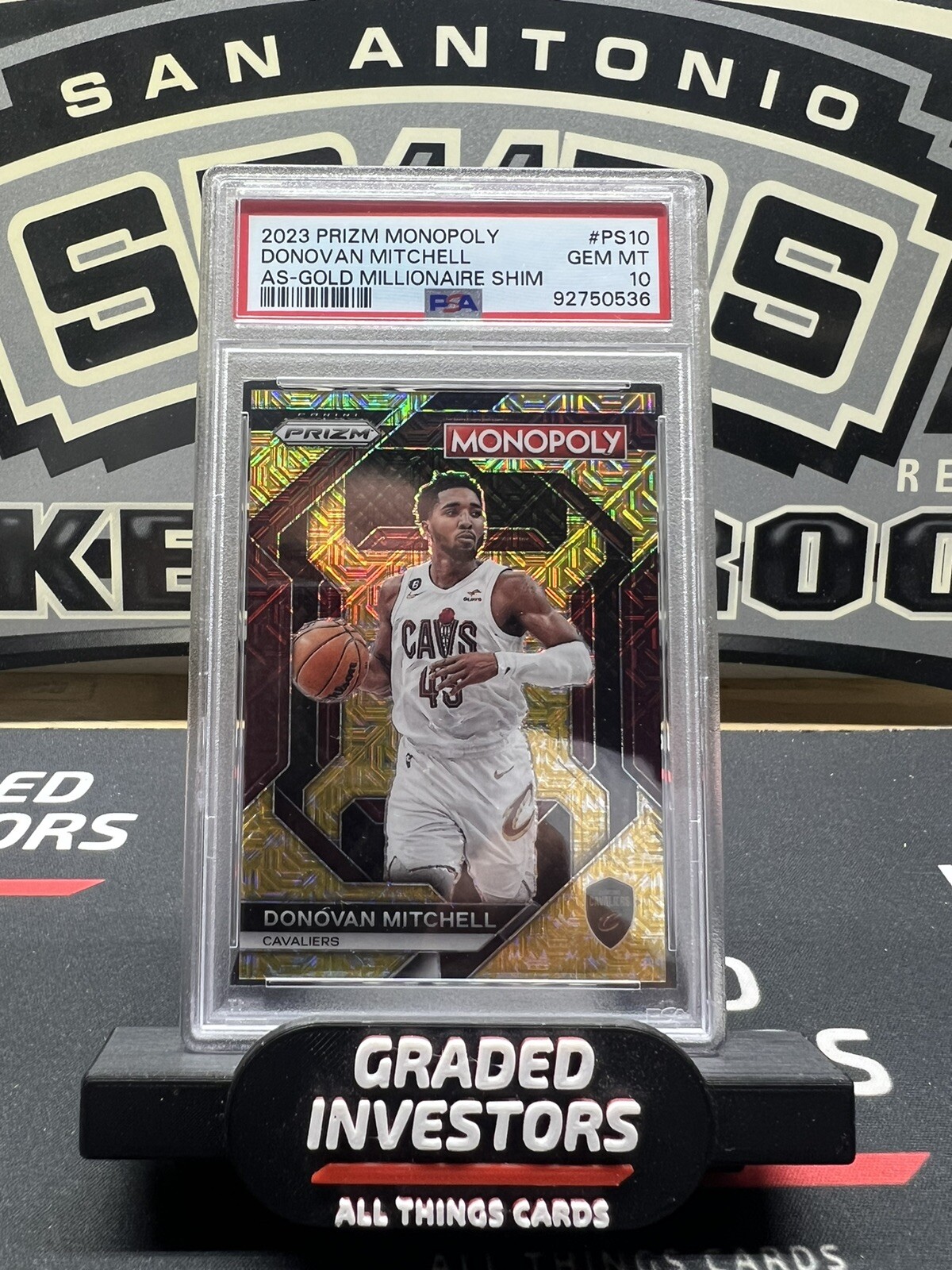 Donovan Mitchell Cavaliers 2023-24 Panini Prizm Monopoly All Star #PS-10 PSA 10