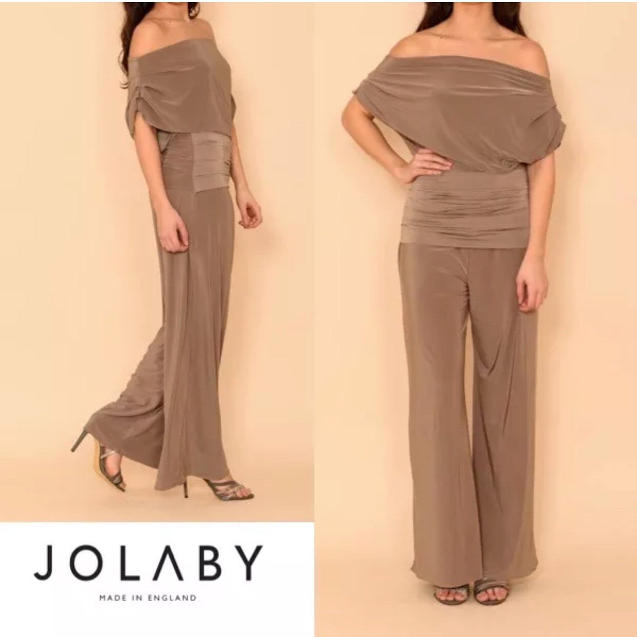 BNWT Jolaby Jumpsuit Size 14 16 L Taupe Occasion Wedding Races Cruise 2369. BNWT Jolaby Jumpsuit Size 14 16 L Taupe Occasion Wedding Races Cruise 2369.
