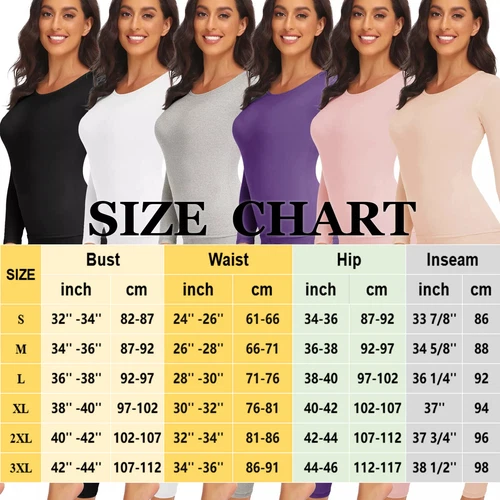 Damen Weiche Thermo Unterwäsche Unterwäsche Set Long Johns Top & Bottom Base Layer - Bild 2 von 24