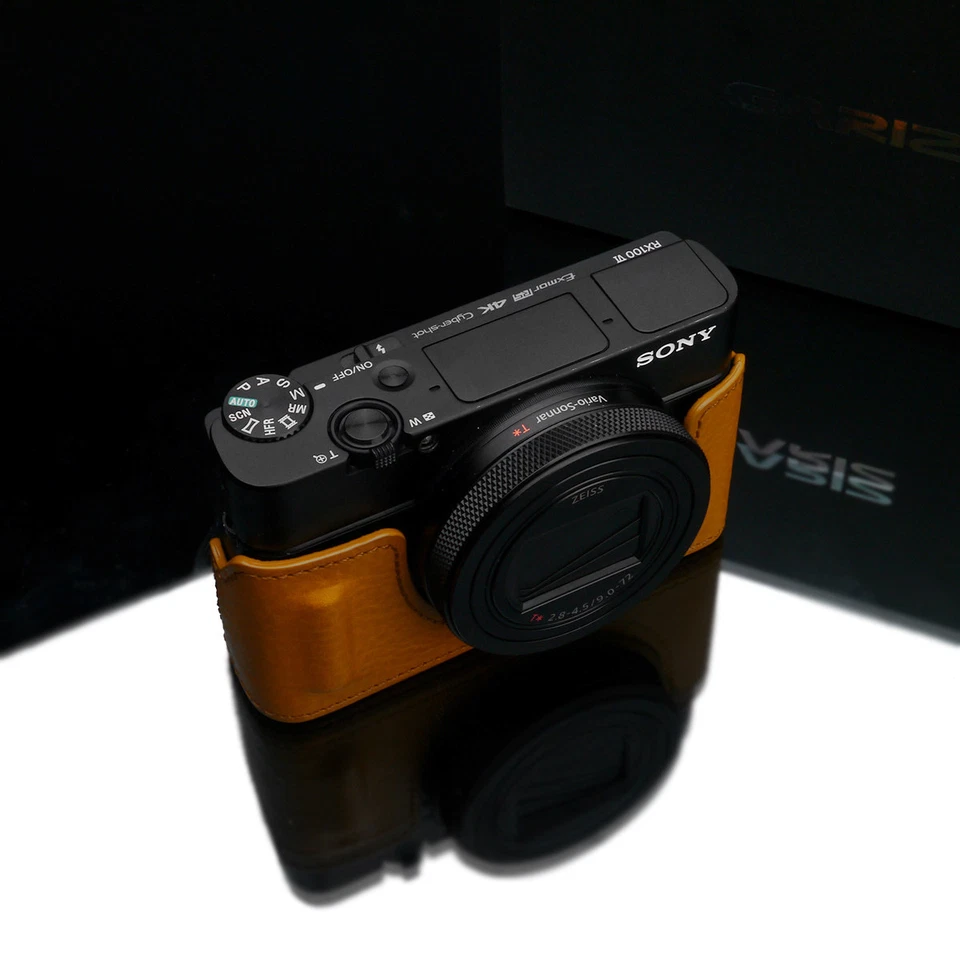 Media funda de cuero Gariz Sony RX100M6 RX100VI 6ª generación HG-RX100M6MT mostaza Foto 2 de 4