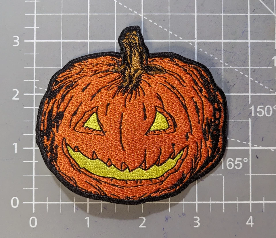 Jack o Lantern Patch 3.25x3.5" Halloween Pumpkin Spooky Embroidered Iron On - Image 2 of 3
