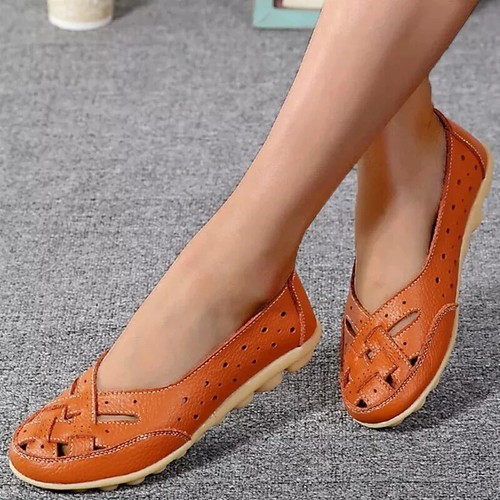 Womens Slip On Leather Loafers Walking Driving Casual Moccasins Shoes Flats Size - Picture 3 of 29
