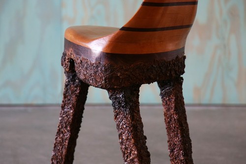 Unique Studio Craft Wood Chip Tripod Leg Chair Birch and Walnut - Picture 6 of 12