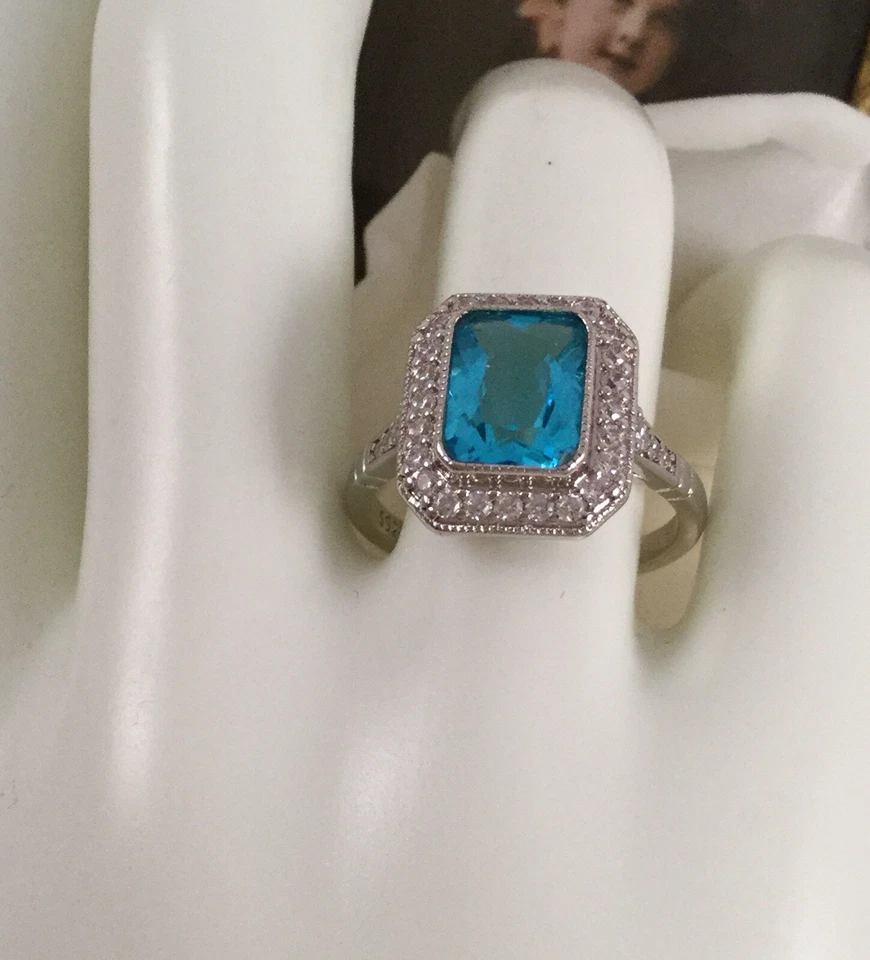 Joyería Vintage Anillo Oro Topacio Londres Zafiros Blancos Joyería Antigua Deco Foto 3 de 4