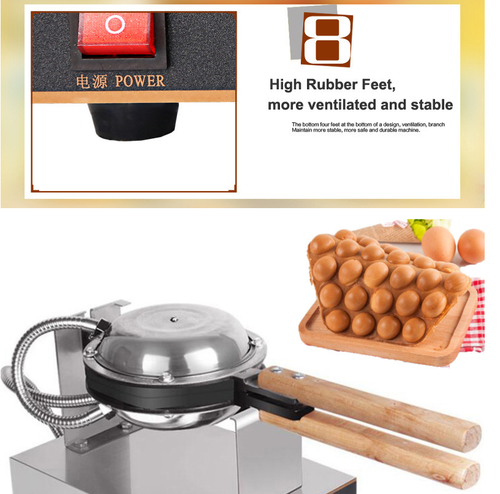110V commercial electric Chinese Hong Kong eggettes puff cake waffle iron maker - Picture 10 of 11
