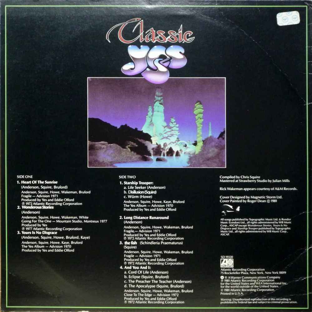 YES - CLASSIC YES JAPAN MINI-LP HDCD NO OBI. VERY GOOD AMCY