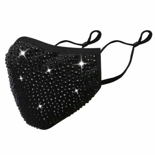 Rhinestone Bling Crystal Face Mask Sparkly Reusable Washable With Filter Pocket - Picture 16 of 35