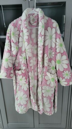 Aegean Apparel Soft Plush Fuzzy Floral Pattern Multicolor Robe w/Pockets Size XL