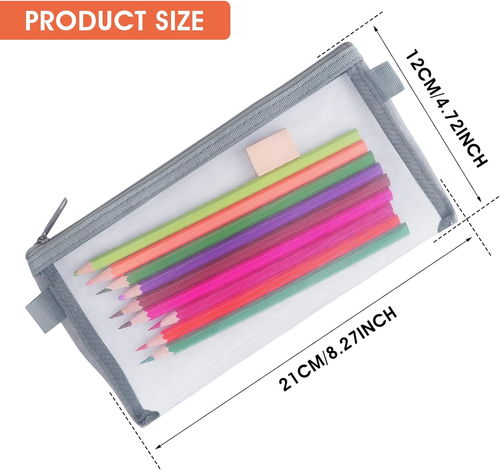 3 Pieces Pencil Pouch Clear Makeup Bags Nylon Mesh Pen Pouch with Zipper Pencil - Picture 2 of 7
