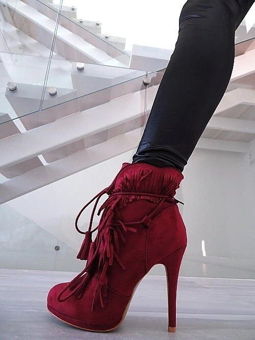 Bellamica Original Tacones Altos Corsé Plataforma Botas Rojo 39 - Imagen 3 de 4