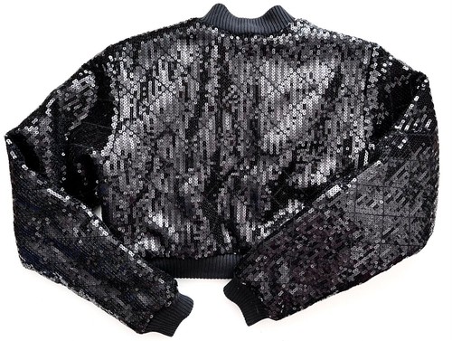 ADIDAS x JEREMY SCOTT Rare SPARKLY CROPPED SEQUIN BOMBER JACKET Size S NWT Black - Picture 8 of 11