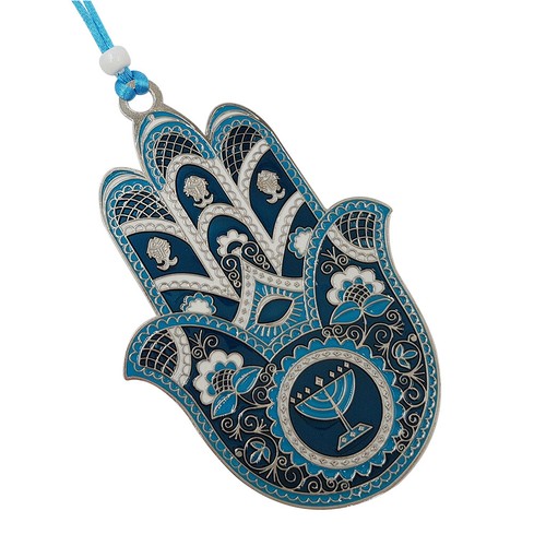 Metall Hamsa Wanddeko Viel Glück Amulett blau Emaille Böser Blick Schutz Geschenk - Bild 3 von 3