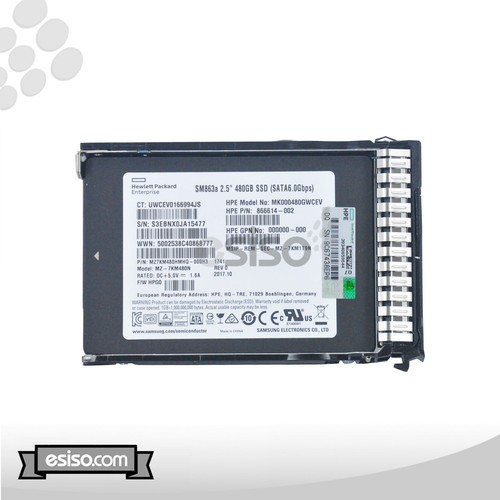 872518001 872344B21 SM863A HPE 480GB 6G 2.5" SATA MLC SSD FOR HP