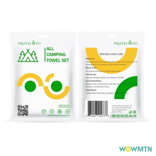 Asciugamano monouso Camp 27x54 e 16x27 100% cotone esterno facile trasporto Lux morbido 10 pezzi - Foto 2 di 6