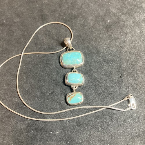 Barse Turquoise And Sterling Silver Pendant 2” Necklace 15” B140 - Picture 5 of 8