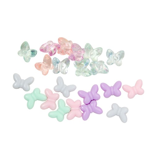 Pastell Kunststoff Acryl Schmetterling Insekt Kinder Handwerk Grob Perlen Lose Gemischtes Set - Bild 1 von 4