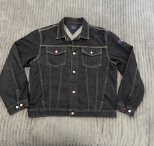 VTG Tommy Hilfiger Jeans Jacket Mens XXL Black Denim Trucker Y2K Classic Core