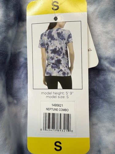 Danskin Shirt Womens Small Blue Gray Tie-dye Top Round Neck Tee Casual Workout - Picture 11 of 11