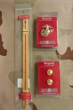 USMC US MARINE CORPS GOLD CHIN STRAP BUTTONS BADGE SET 4 OFFICER COMBINATION CAP