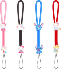 Phone Charm Wrist Strap - 4Pcs Adjustable Nylon Lanyards with Cute Cartoons