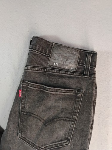 Levis 512 Mens Jeans 31X32 Gray Slim Tapered Dark Wash Denim 5 Pocket Inseam 30" - Picture 2 of 12