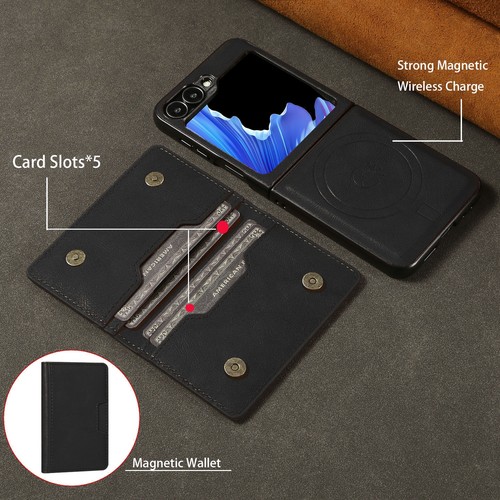 Funda tipo billetera de cuero PU desmontable magnético abatible para Samsung Galaxy Z 7 6 5 4 3 - Imagen 16 de 50